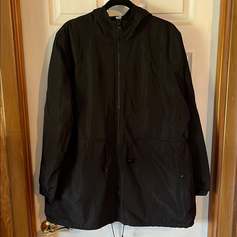 Black Hooded Rain Jacket